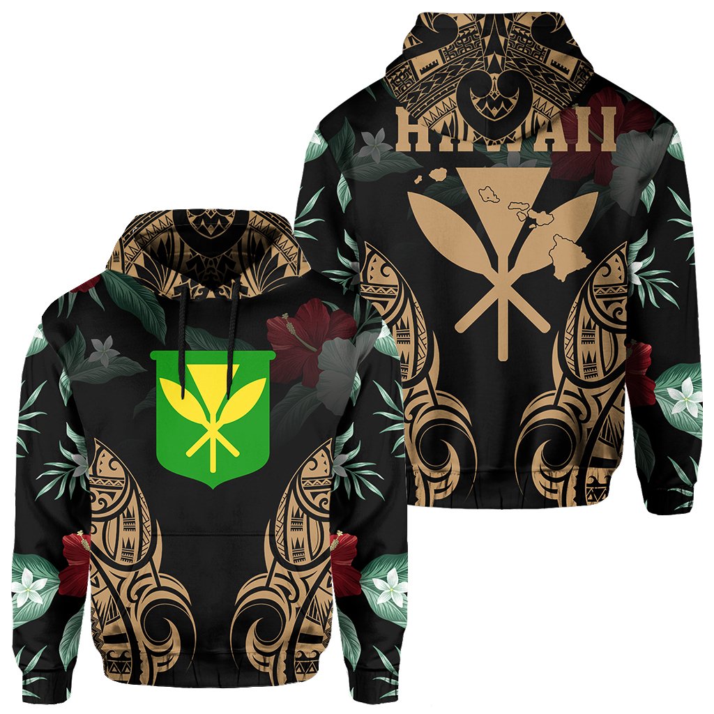 Polynesian Tropic Kanaka Maoli Hibiscus Hawaii Hoodie Gold Unisex Gold - Polynesian Pride