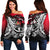 Pohnpei Women's Off Shoulder Sweaters - Tribal Jungle Pattern Red Color Red - Polynesian Pride