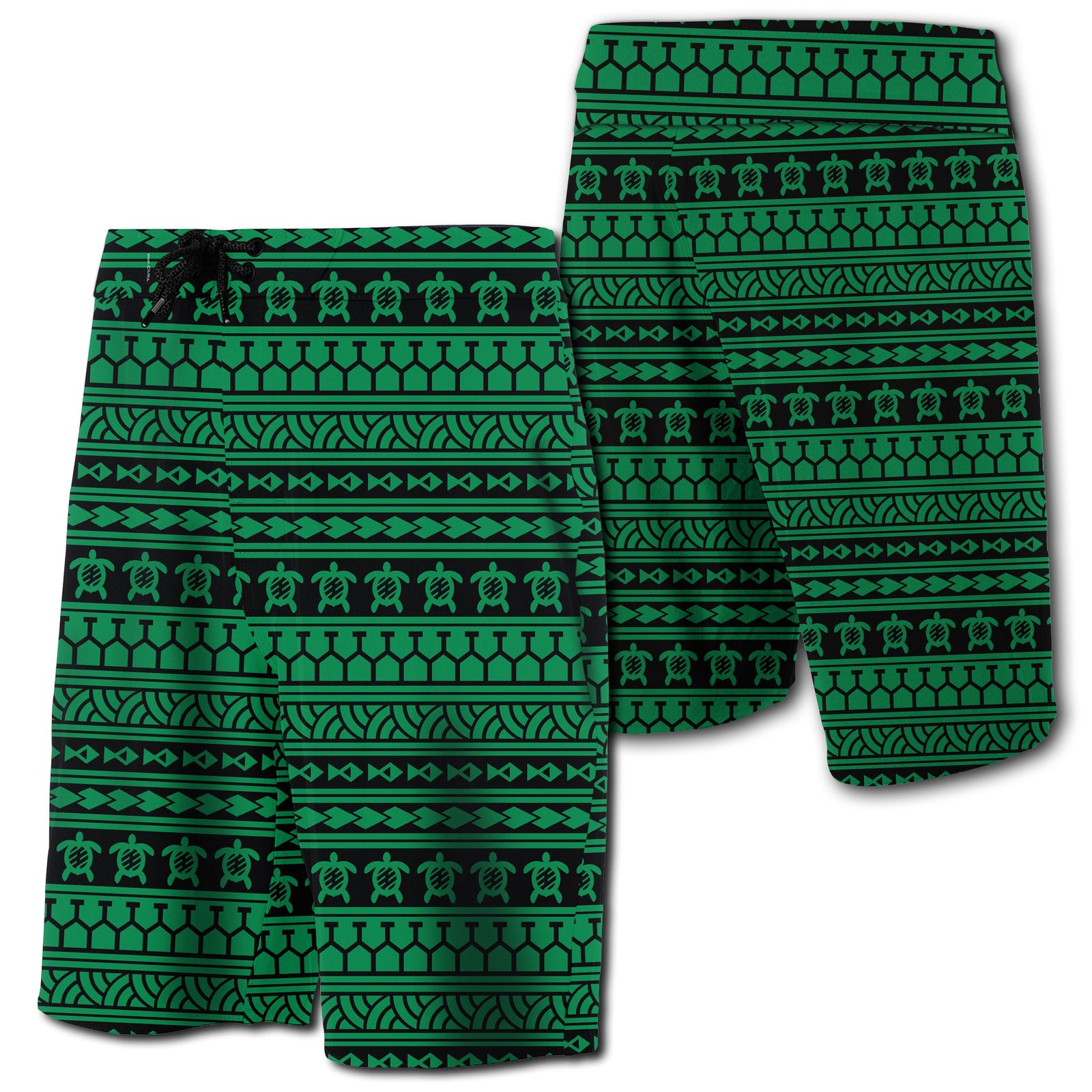 Hawaii Polynesian Tattoo Tribal Board Shorts Green Men Green - Polynesian Pride
