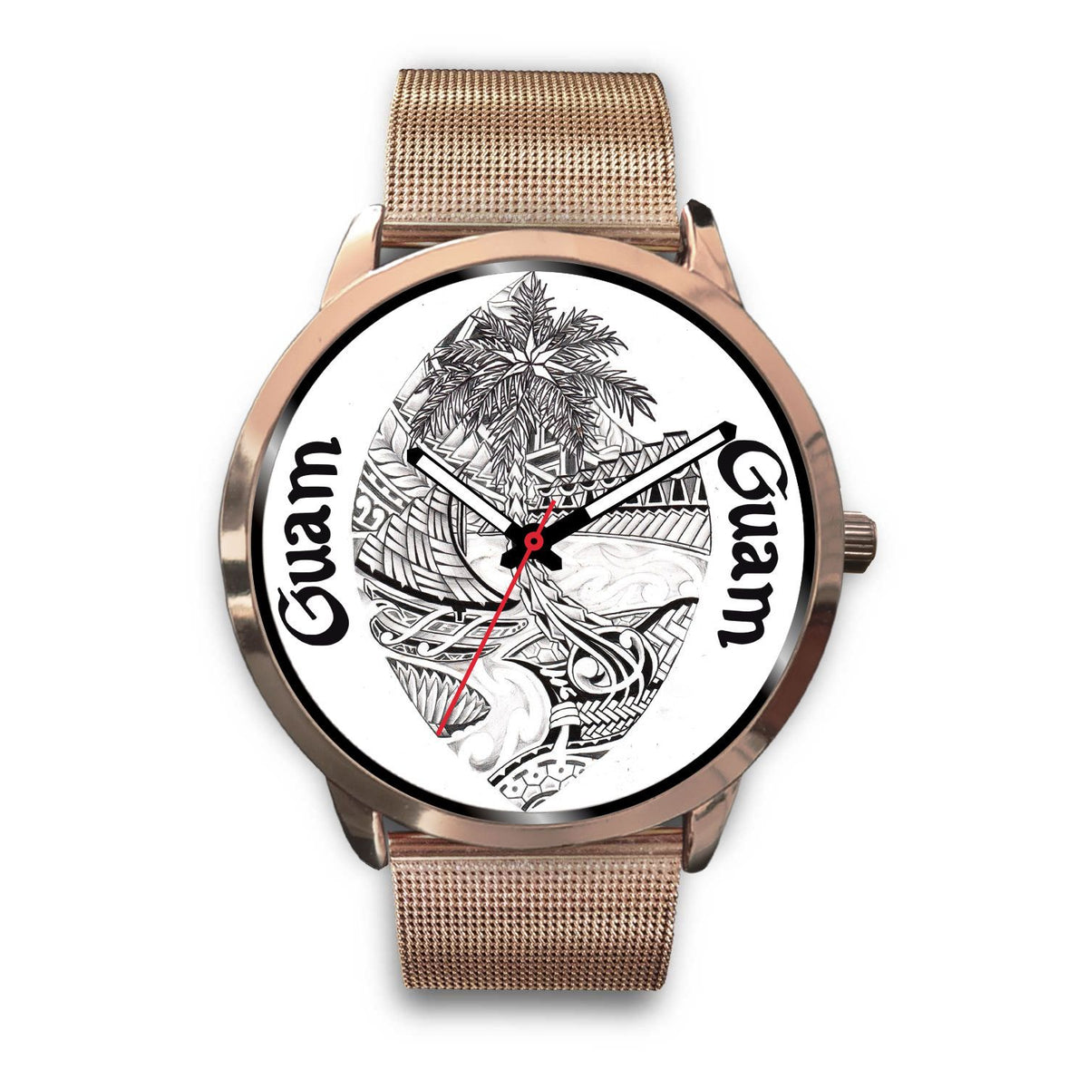 Guam Watch - Guam Polynesian 2 Rose Gold Metal Mesh - Polynesian Pride