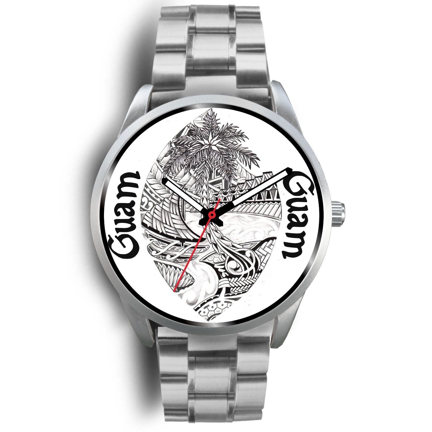 Guam Polynesian Seal Watch Silver Metal Link - Polynesian Pride