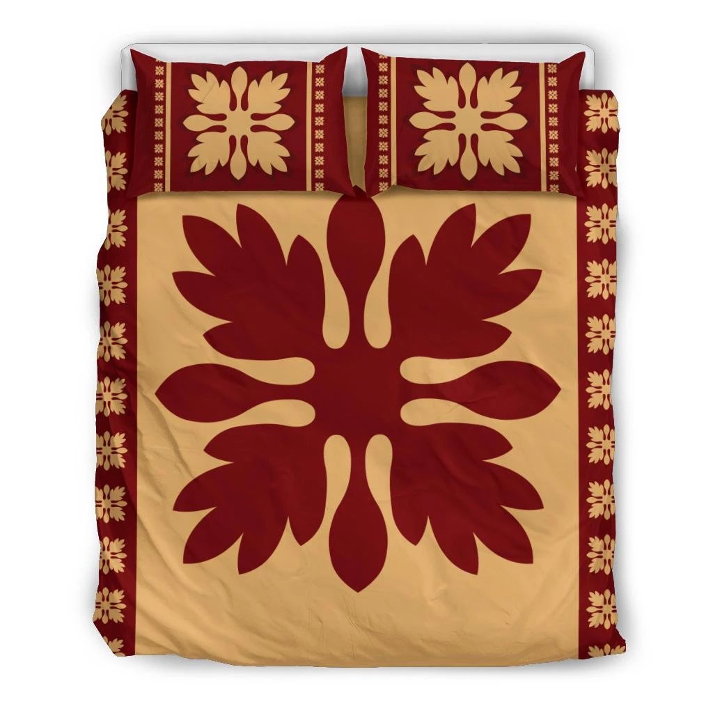 Hawaiian Quilt Pattern Palm Tree New Polynesian Bedding Set Black - Polynesian Pride