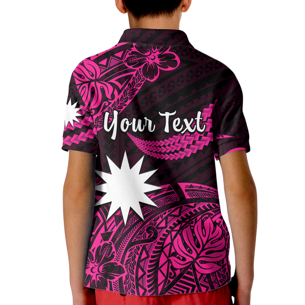 (Custom Personalised) Nauru Polynesian Hibiscus Naoero Pink Kid Polo Shirt LT14 - Polynesian Pride