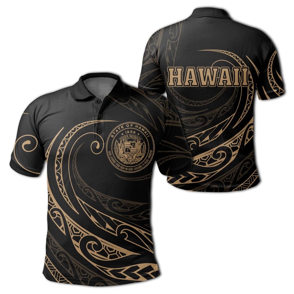 Hawaii T Shirt Frida Style Gold Unisex Black - Polynesian Pride