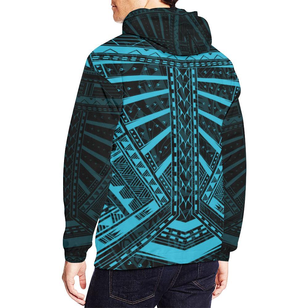 Polynesian Tattoo All Over Hoodie Blue - Polynesian Pride
