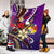 Tonga Premium Blanket - Tribal Flower With Special Turtles Purple Color - Polynesian Pride