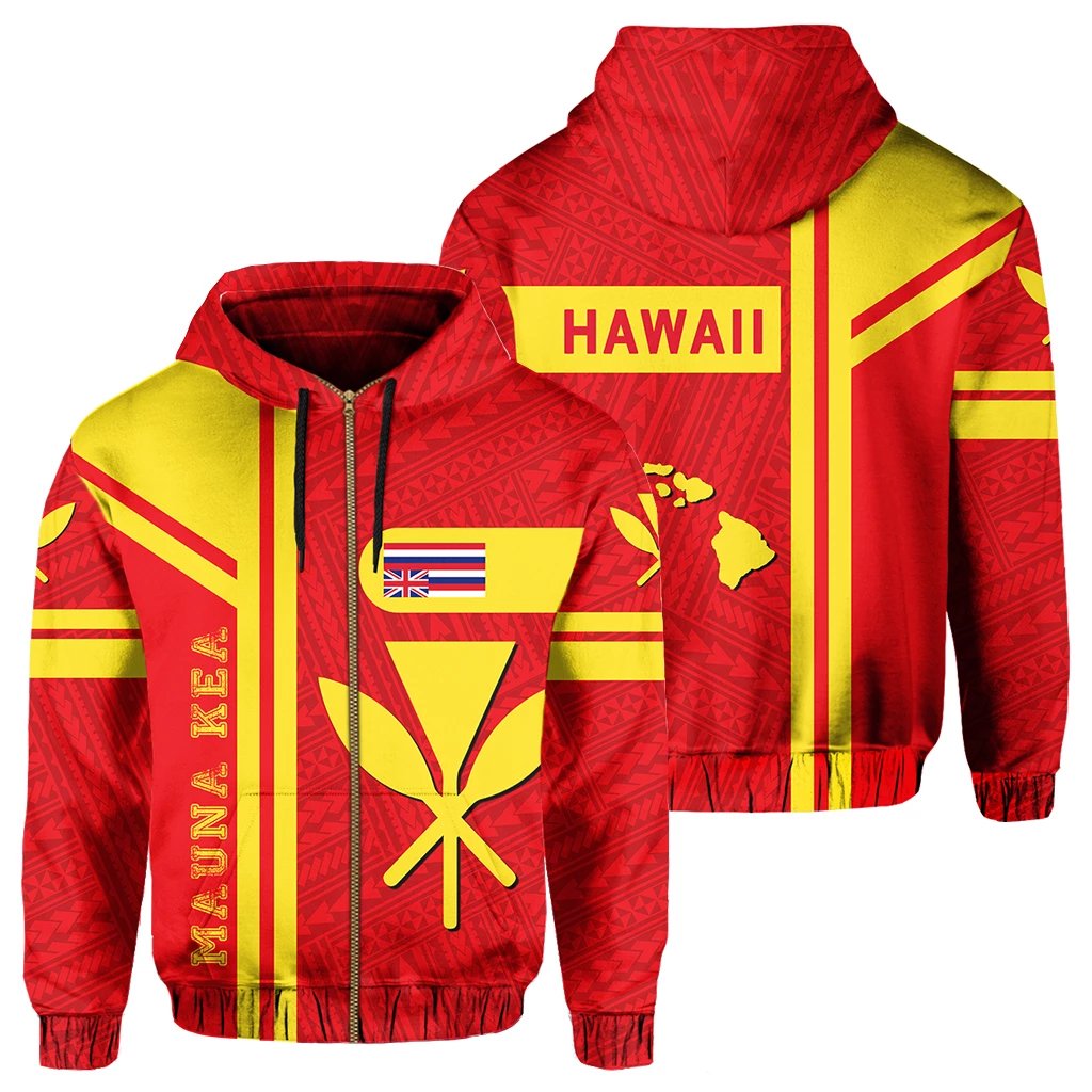 Kanaka Polynesian Mauna Kea Zipper Hoodie Morale Style Unisex Red - Polynesian Pride