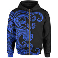 Polynesian Octopus Zip up Hoodie Blue Color Unisex Blue - Polynesian Pride