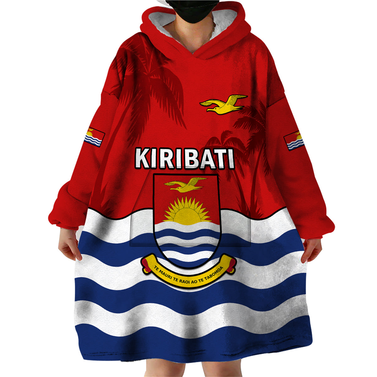 (Custom Personalised) Ribaberiki Kiribati Coat Of Arms Mix Palm Trees Wearable Blanket Hoodie LT14 - Polynesian Pride
