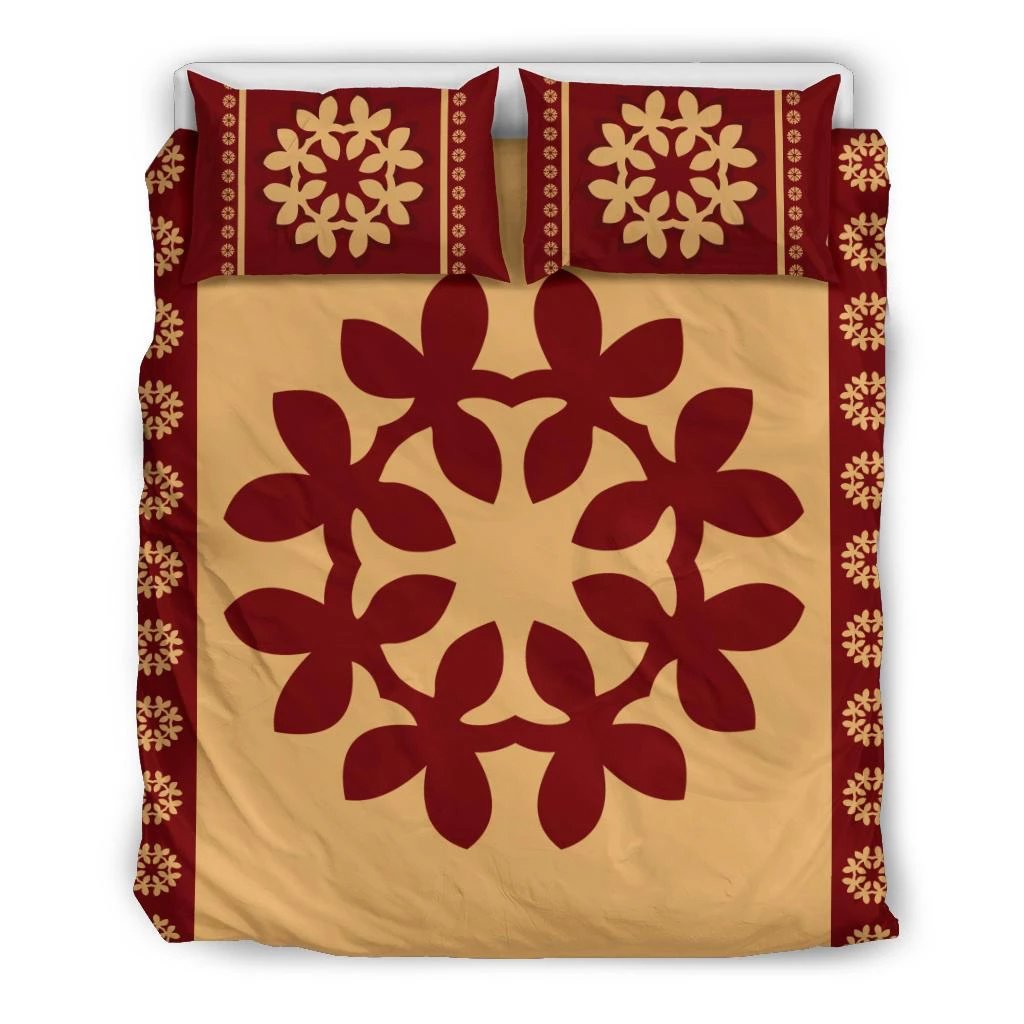 Hawaiian Quilt Pattern Plumeria Dreamcatcher Polynesian Bedding Set Black - Polynesian Pride