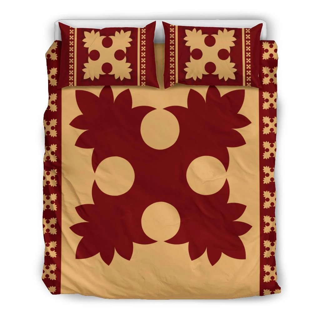 Hawaiian Quilt Pattern Palm Tree Normal Polynesian Bedding Set Black - Polynesian Pride