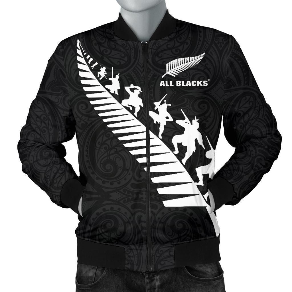 New Zealand Jackets, Maori Haka Fern Men Bomber Jackets Black - Polynesian Pride