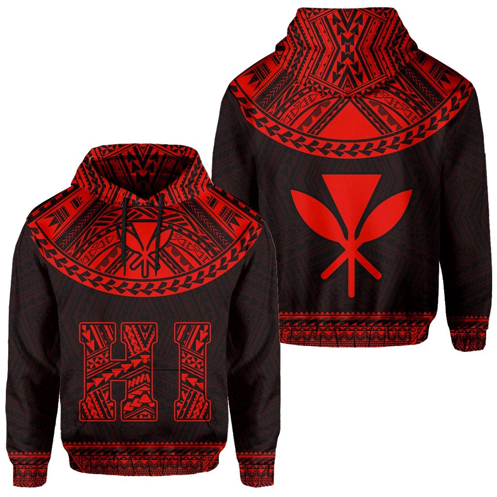 Hawaii Kanaka Polynesian Hoodie Divinity Red Unisex Red - Polynesian Pride