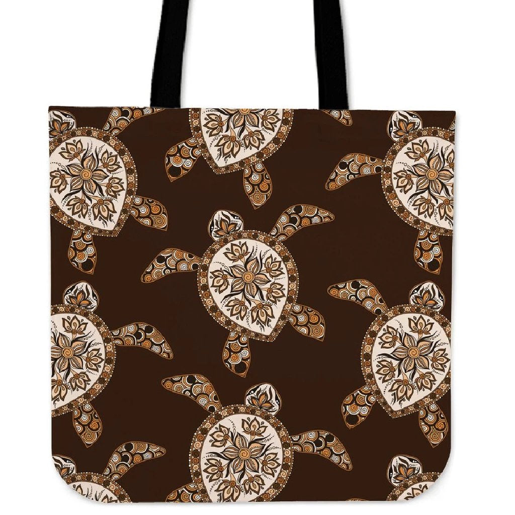Turtle Plumeria Grown Tote Bag Tote Bag One Size Brown - Polynesian Pride
