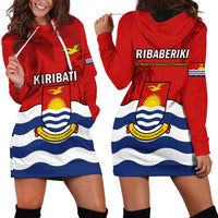 Ribaberiki Kiribati Coat Of Arms Mix Palm Trees Hoodie Dress LT14 Red - Polynesian Pride
