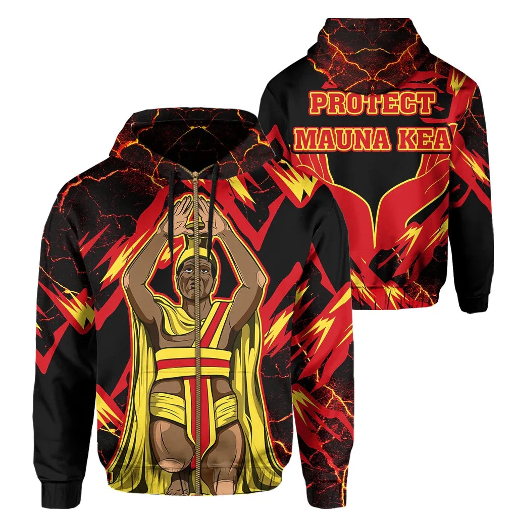 Polynesian Pride Hoodie Hawaii King Polynesian Protect Mauna Kea Zip Hoodie Tegen Style - Polynesian Pride