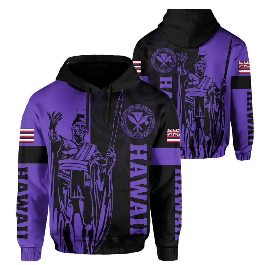 Polynesian Pride Hoodie Hawaii King Polynesian Hoodie Lawla Style Purple - Polynesian Pride