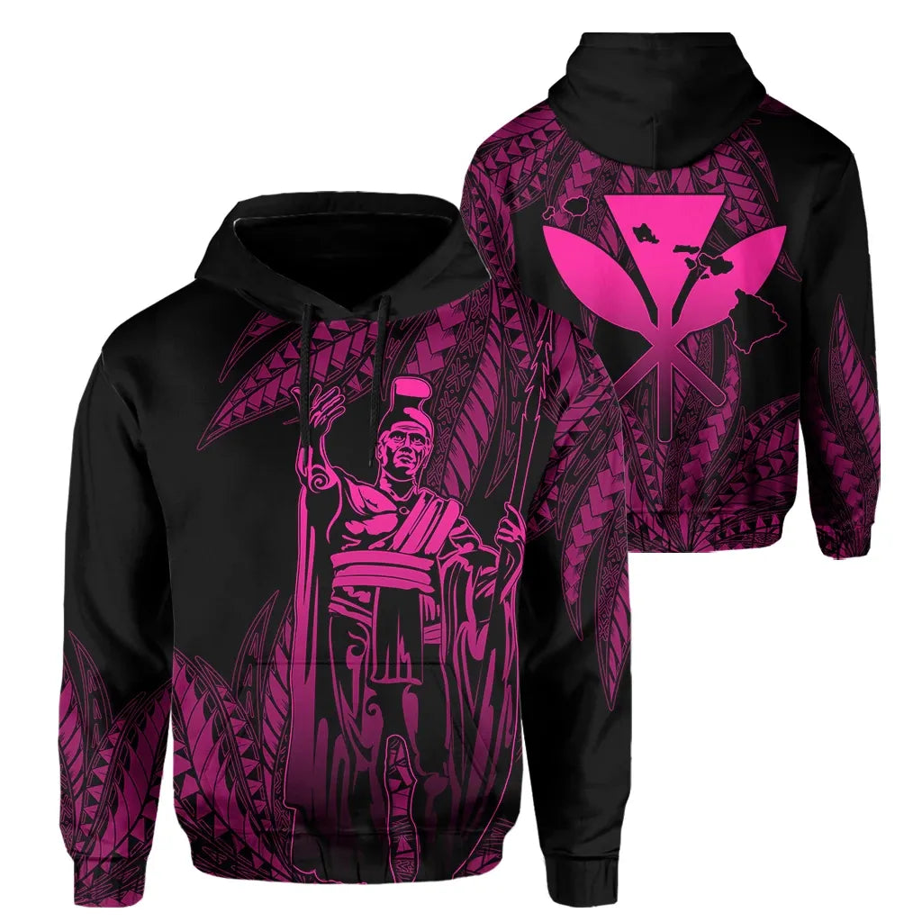 Polynesian Pride Hoodie Hawaii King Polynesian Hoodie Durk Style Pink - Polynesian Pride