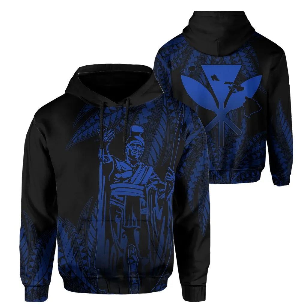 Polynesian Pride Hoodie Hawaii King Polynesian Hoodie Durk Style Blue - Polynesian Pride