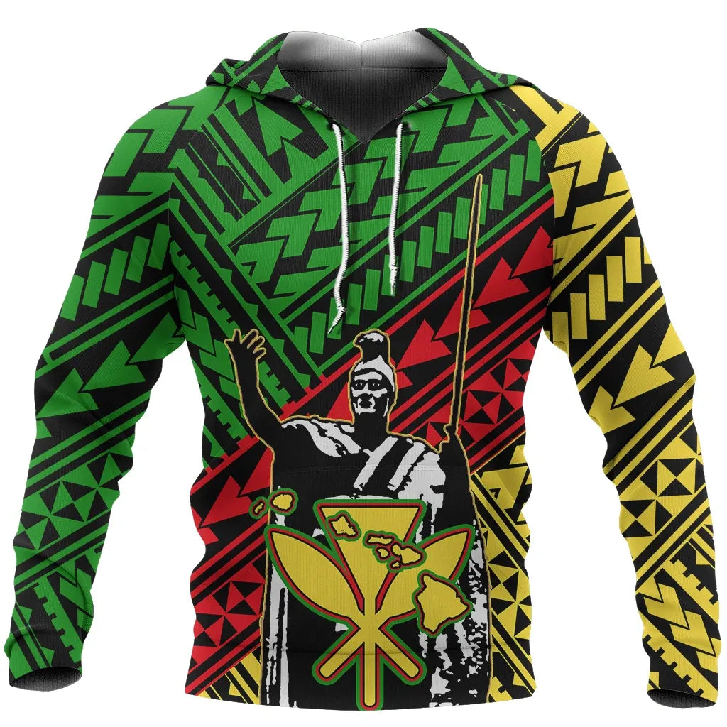 Polynesian Pride Hoodie Hawaii King Kanaka Flag Hoodie - Polynesian Pride