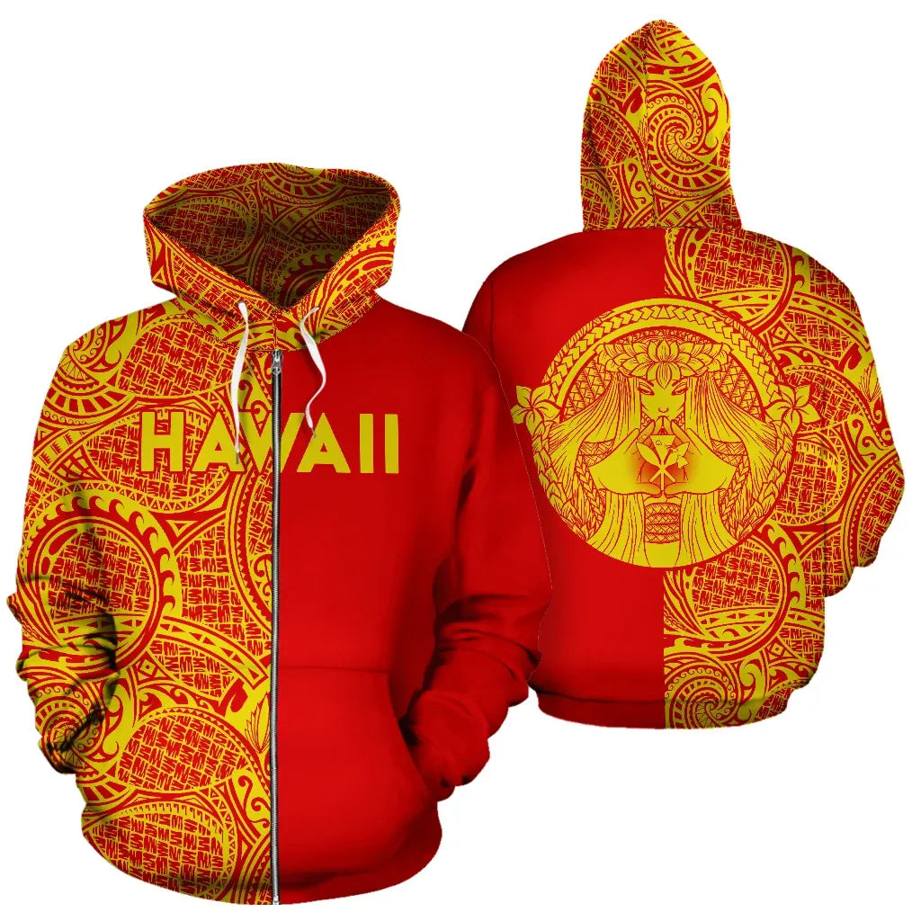 Polynesian Pride Hoodie Polynesian Madame Pele Kanaka Plumeria Zip Hoodie The Half - Polynesian Pride