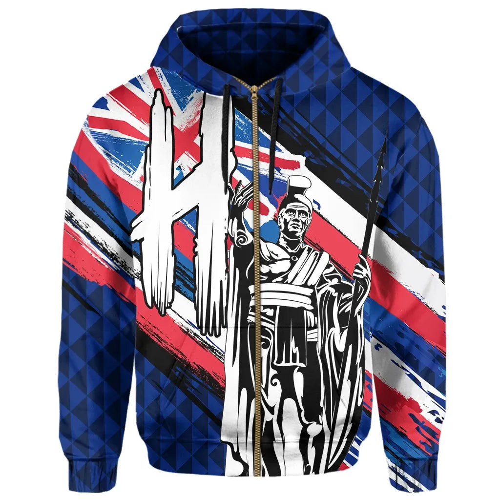 Polynesian Pride Hoodie Hawaii King Flag Kanaka Map Polynesian Zip Hoodie Won Style - Polynesian Pride