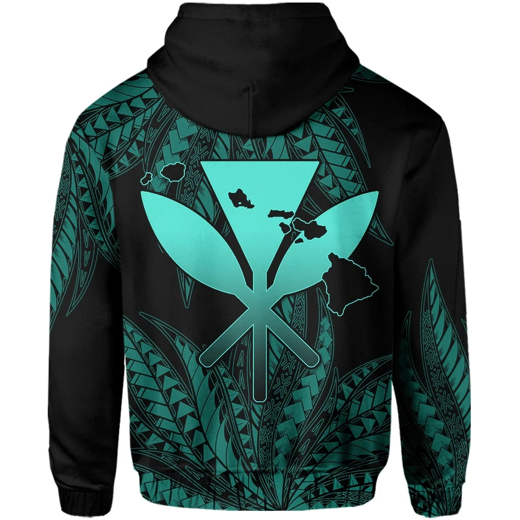 Polynesian Pride Hoodie Hawaii King Polynesian Hoodie Zip up Durk Style Turquoise - Polynesian Pride