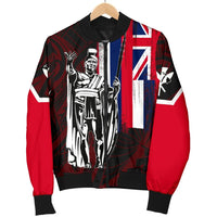 Polynesian Pride Jacket - Hawaii King Flag Polynesian Women's Bomber Jacket - Red - Polynesian Pride