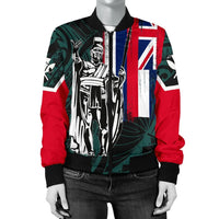 Polynesian Pride Jacket - Hawaii King Flag Polynesian Women's Bomber Jacket - Turquoise - Polynesian Pride