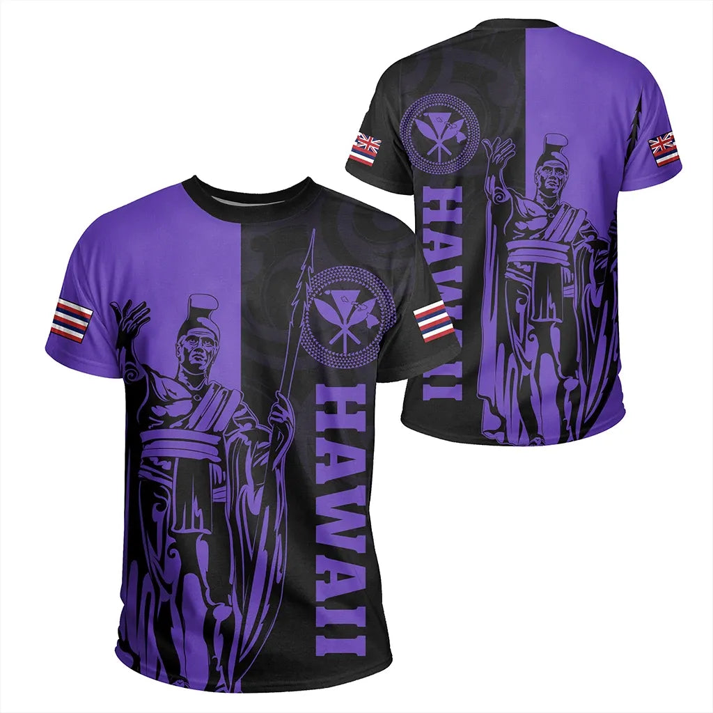 Polynesian Pride Tee Hawaii King Polynesian T shirt Lawla Style Purple - Polynesian Pride