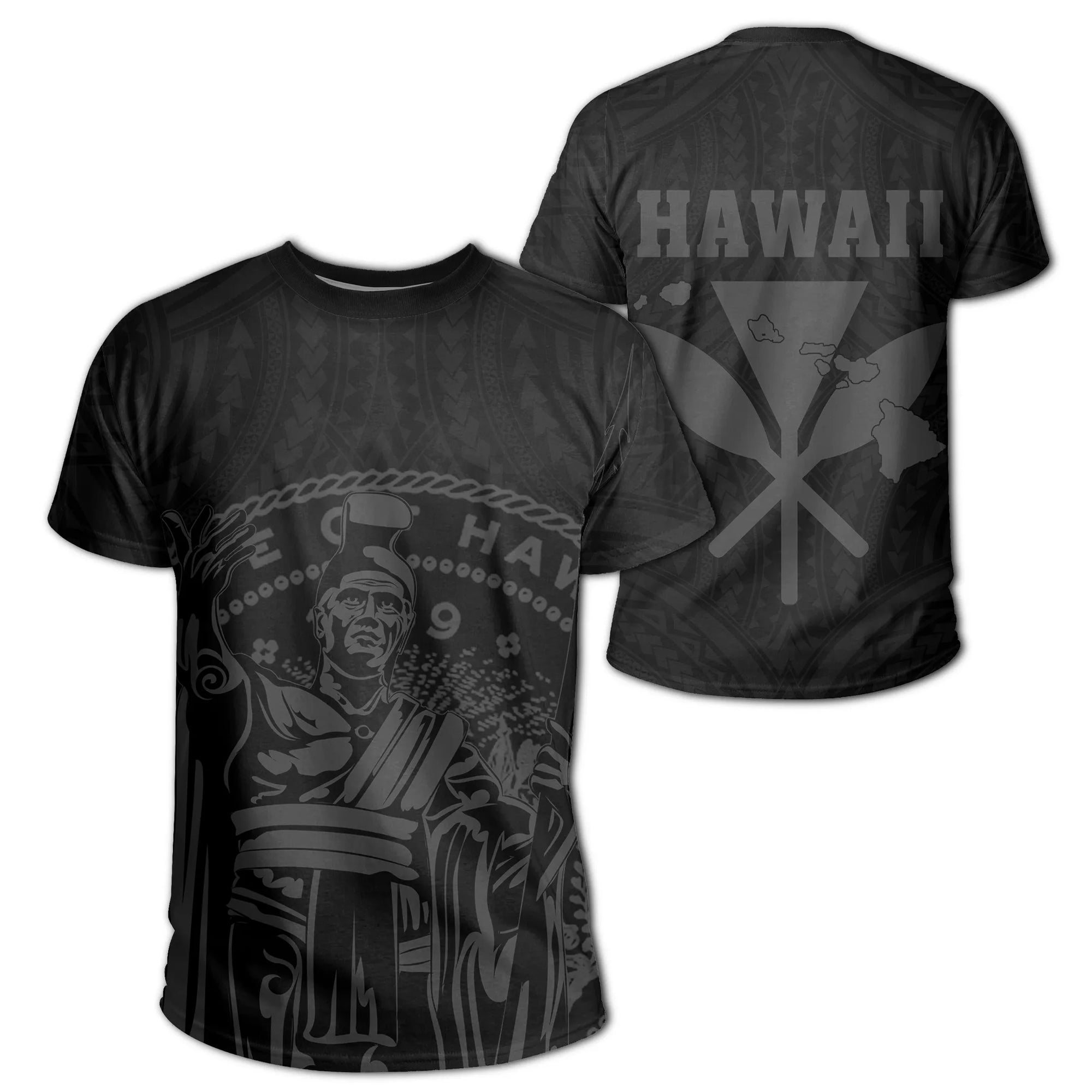 Polynesian Pride Tee Hawaii King Coat Of Arms Kanaka Map Polynesian T Shirt Gray - Polynesian Pride