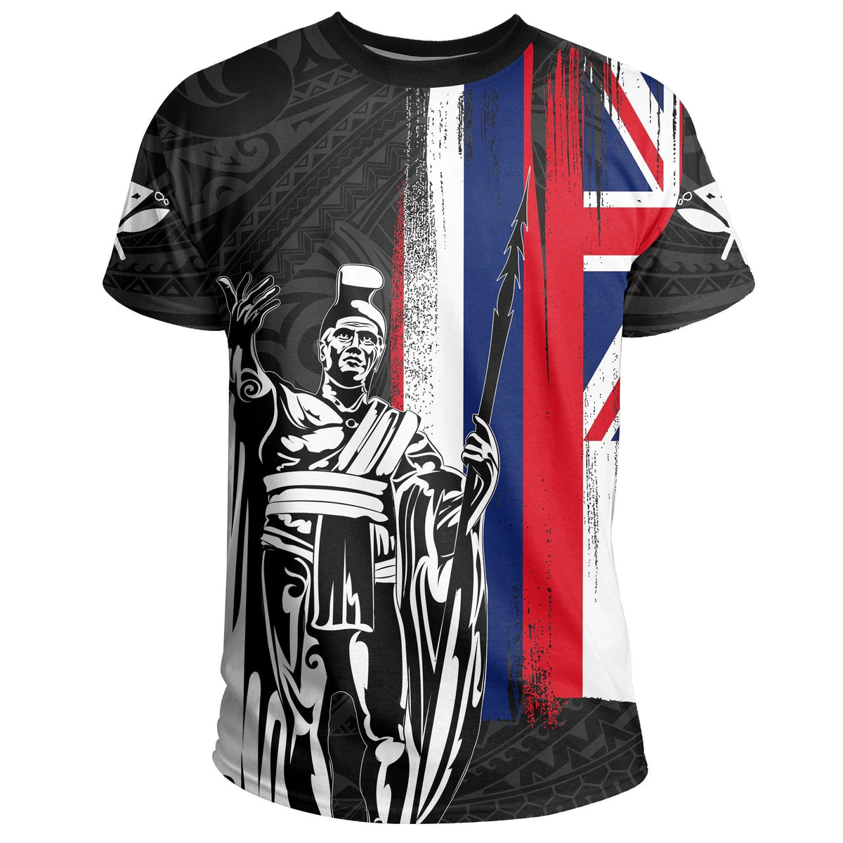 Polynesian Pride Tee Hawaii King Flag Polynesian T shirt Gray - Polynesian Pride