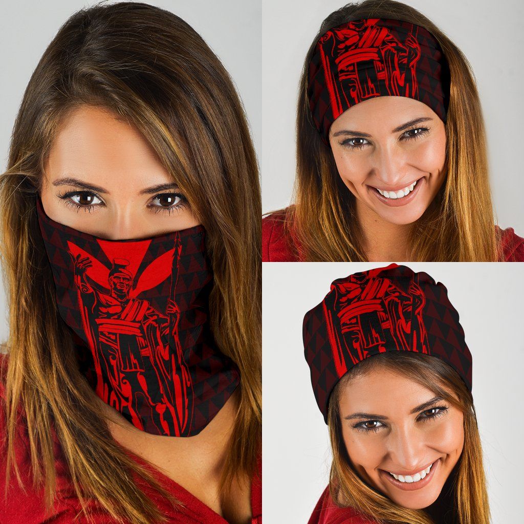 Polynesian Pride Bandana - Hawaii King Kanaka Kakau Bandana 3 - Pack - Red - Polynesian Pride