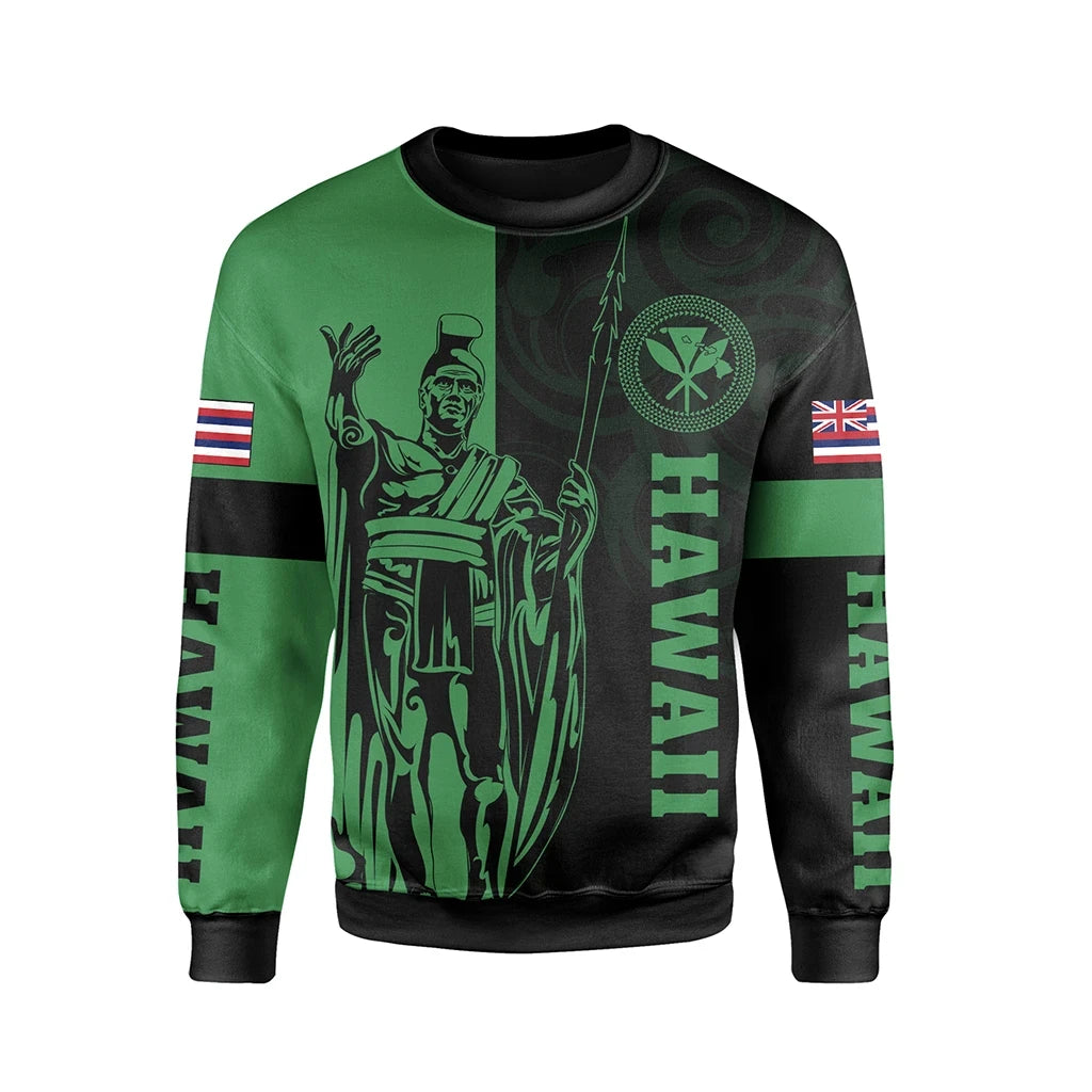 Polynesian Pride Shirt - Hawaii King Polynesian Sweatshirt - Lawla Style Green - Polynesian Pride
