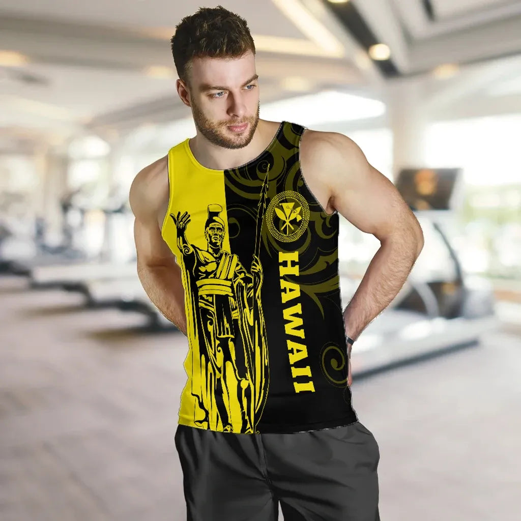 Polynesian Pride Clothing - Hawaii King Polynesian Men's Tank Top - Lawla Style Yellow - Polynesian Pride