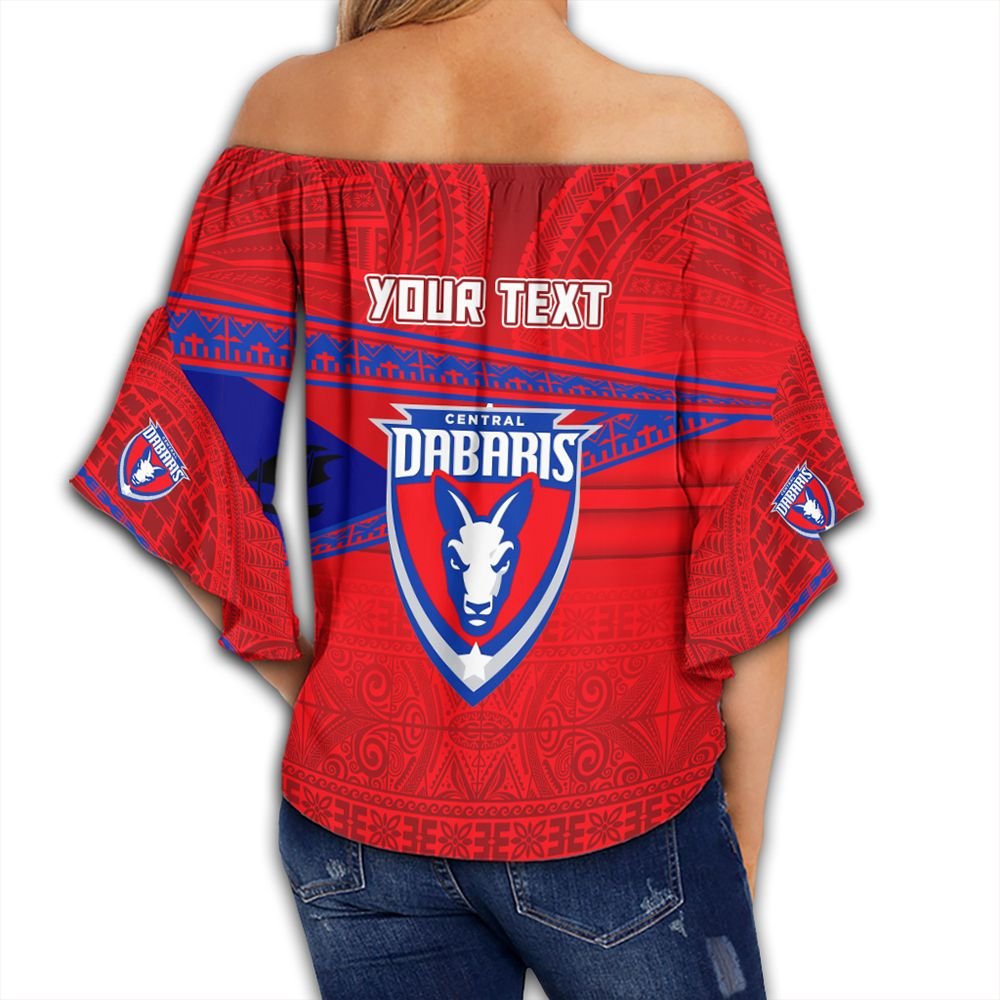 Polynesian Pride Clothing - Vitis Central Dabaris Off Shoulder Wrap Waist Top Flag Tapa Pattern Stronic Style - Polynesian Pride