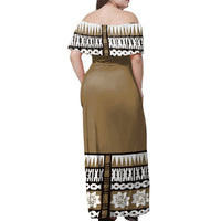 NE Fiji Bula Dress - Ethnic Tree Off Shoulder Long Dress - Polynesian Pride