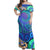 NE Maori Dress - Manaia Off Shoulder Long Dress Long Dress Blue - Polynesian Pride