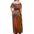 Polynesian Pride Dress - Polynesian Tattoo Orange Off Shoulder Long Dress - Polynesian Pride