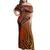 Polynesian Pride Dress - Polynesian Tattoo Orange Off Shoulder Long Dress Long Dress Orange - Polynesian Pride