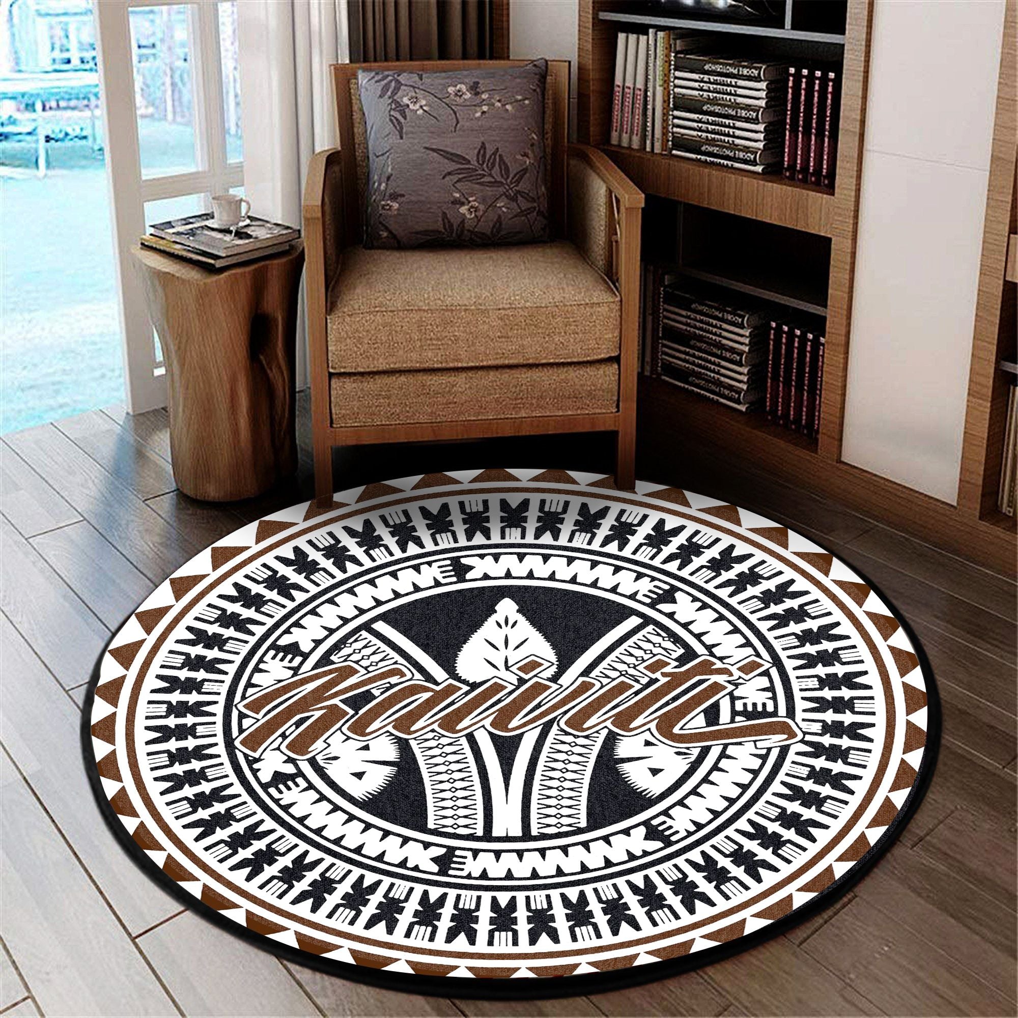 Polynesian Pride Fiji Home Set - Masi Kaiviti Round Carpet Round Carpet Brown - Polynesian Pride