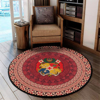 Polynesian Pride Home Set - Tonga Ngatu Pattern Round Carpet Round Carpet Red - Polynesian Pride
