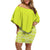 Polynesian Pride Dress - Polynesian Masi Tapa Kesakesa Yellow Off Shoulder Short Dress Women Yellow - Polynesian Pride