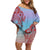 Polynesian Pride Dress - Red Hibiscus Purple Pattern Off Shoulder Short Dress Women Purple - Polynesian Pride