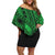 Polynesian Pride Dress - Polynesian Masi Tapa Green Off Shoulder Short Dress Women Green - Polynesian Pride