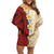 Polynesian Pride Dress - Spearhead Plumeria Polynesia Red Off Shoulder Short Dress Women Red - Polynesian Pride