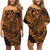 Polynesian Pride Dress - Turtle Kakau Polynesia Orange Off Shoulder Short Dress Women Orange - Polynesian Pride