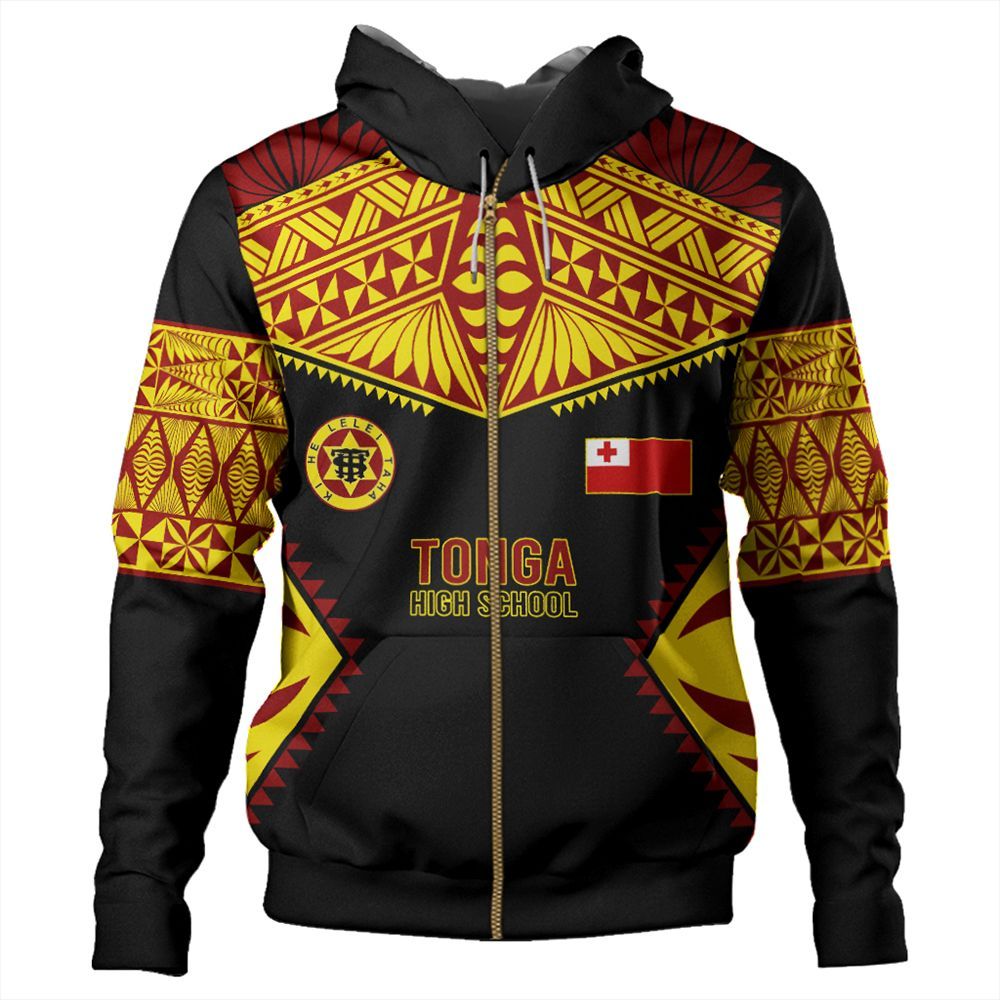 Polynesian Pride Hoodie Tonga Hoodie Tonga High School Zip Hoodie Unisex Black - Polynesian Pride