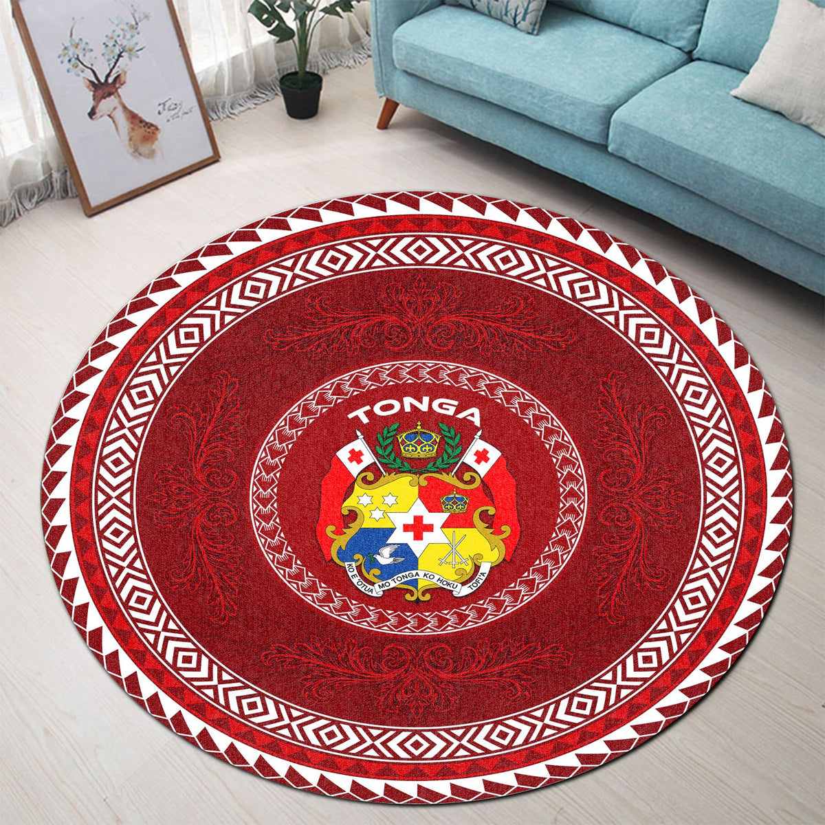 Polynesian Pride Home Set - Tonga Red Round Carpet - Polynesian Pride