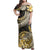 Polynesian Pride Dress - American Samoa Siapo Coat Of Arms Yellow Off Shoulder Long Dress Long Dress Yellow - Polynesian Pride